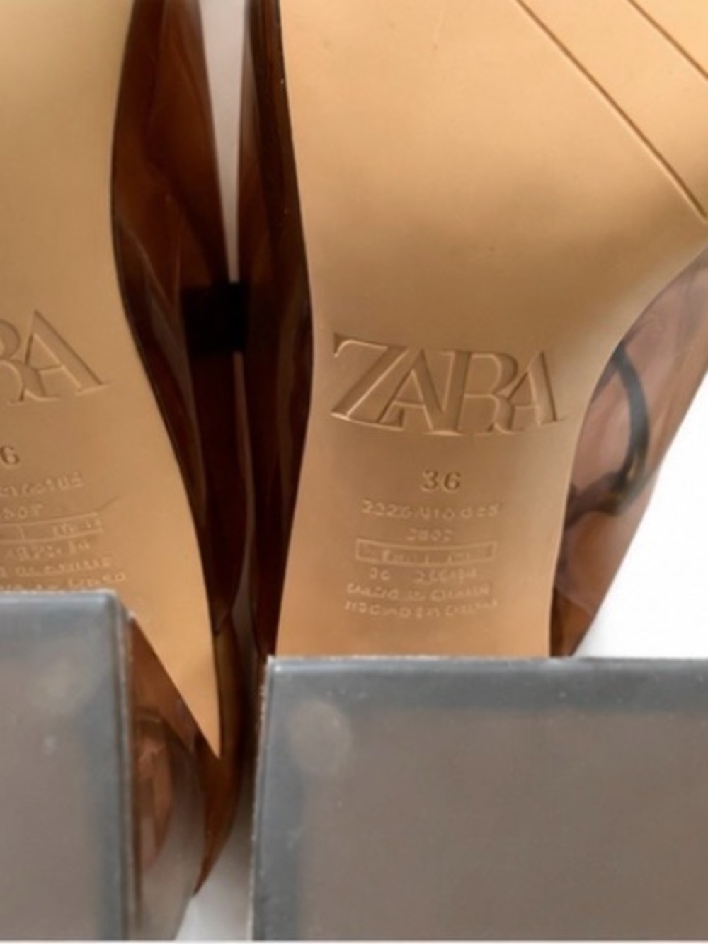 Zara Women's Vinyl  Tan Heeled Sandals New size 36 (6/6.5) - Picture 4 of 6